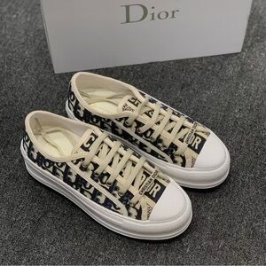 Dior Beige and Black Canvas Sneakers